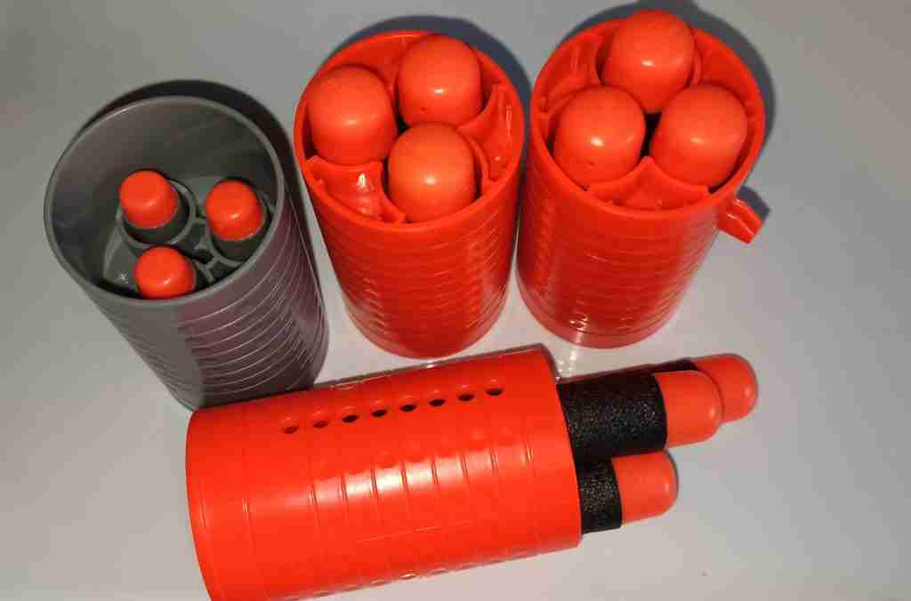 the Shells it fires, each loaded with three nerf bullets