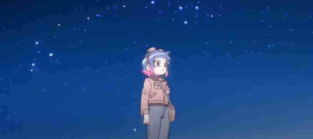 ramona standing on a starry sky backdrop