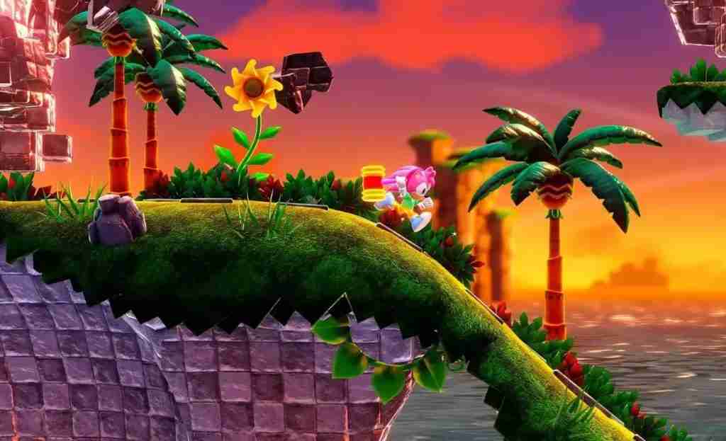 Amy Rose running through a level