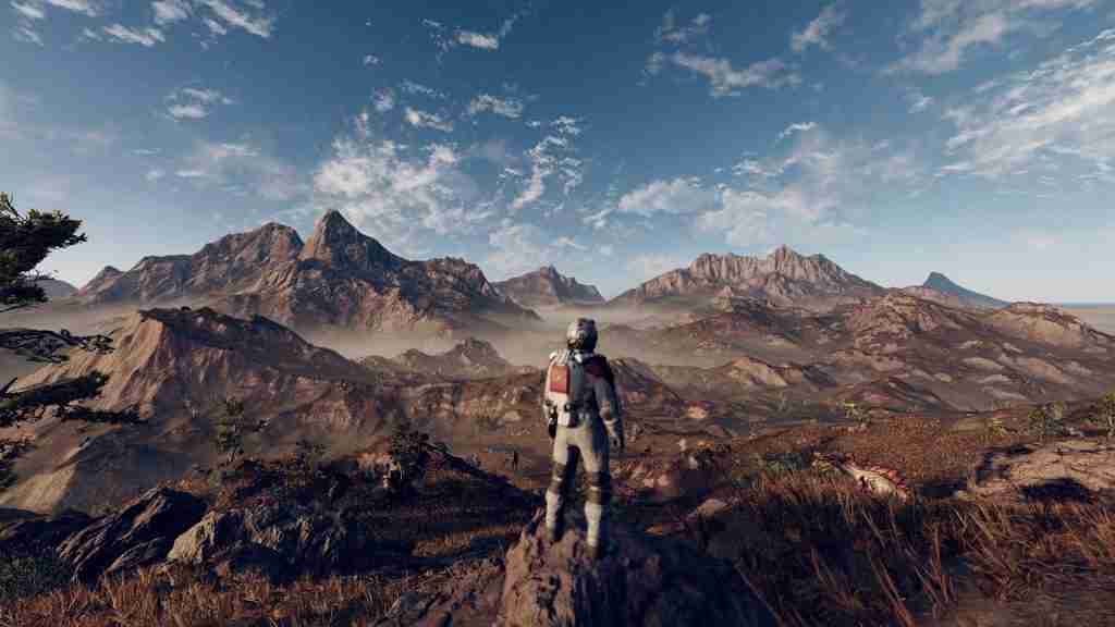 player character looking over a barren landscape which is what 90% of what this game is