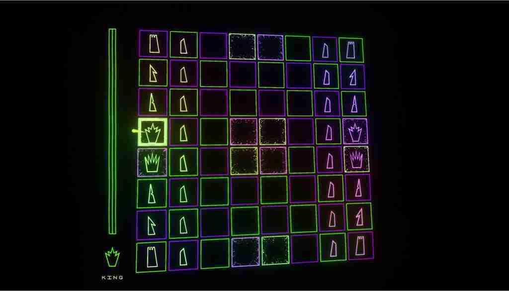 a neon chess board ready to get started