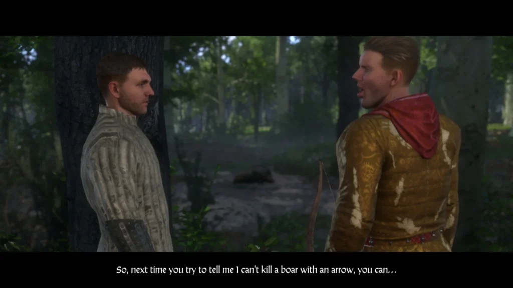 Henry and Sir Han Capon arguing about hunting boar