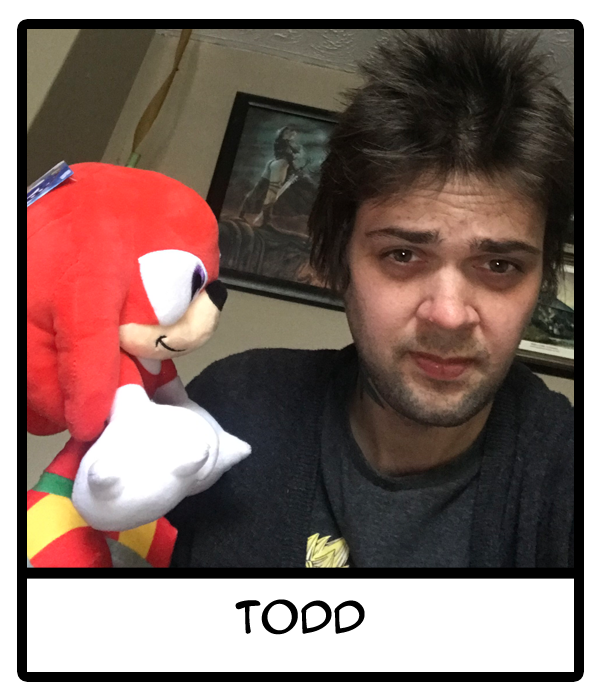 Todd with a knuckles plushie