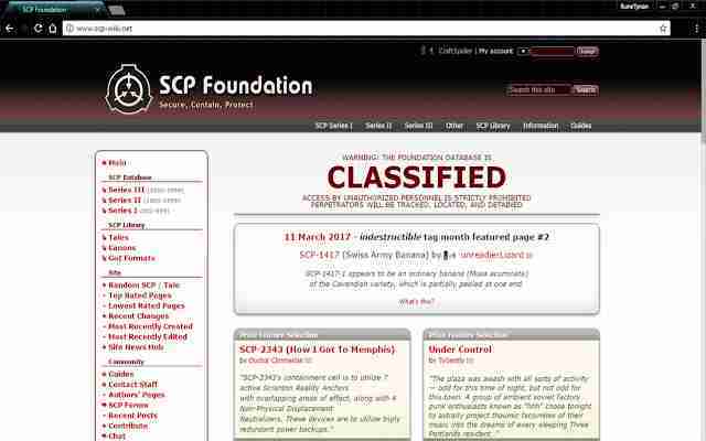 the front page of the SCP foundation
