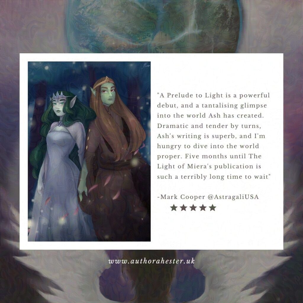 A review for a prelude to light with an illustration of Galafrey and Elsafrey by JLP Creations