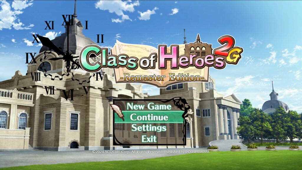 Class of Heroes 2G Title Screen