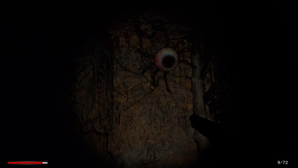 Spider With Giant Eyeball As Body On The Wall in Jack Holmes: Master Of Puppets