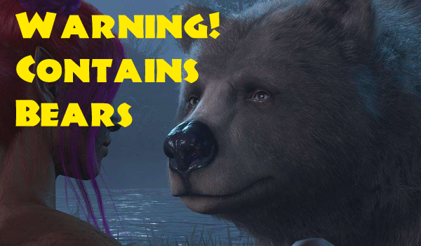 a bear with the text "warning contains bears"