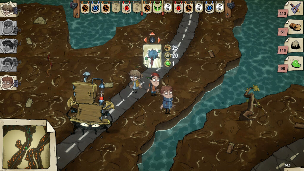 lesson learned - the player character getting ready to drop a new tower on a muddy map