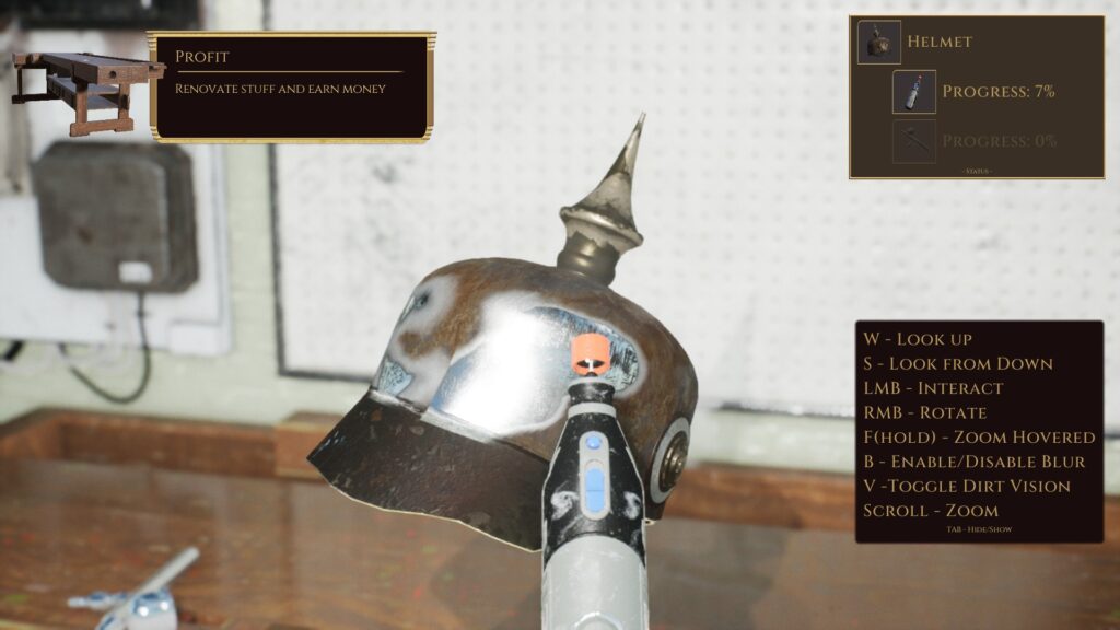 My museum - buffing an old helmet for display