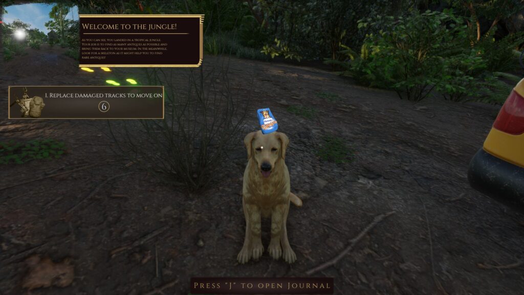 My museum - a golden Labrador retriever awaits treats to guide you through the level