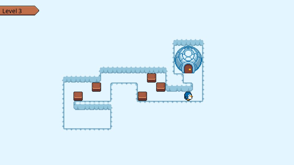 level 3 layout, simple box moving puzzle - Soko Penguin