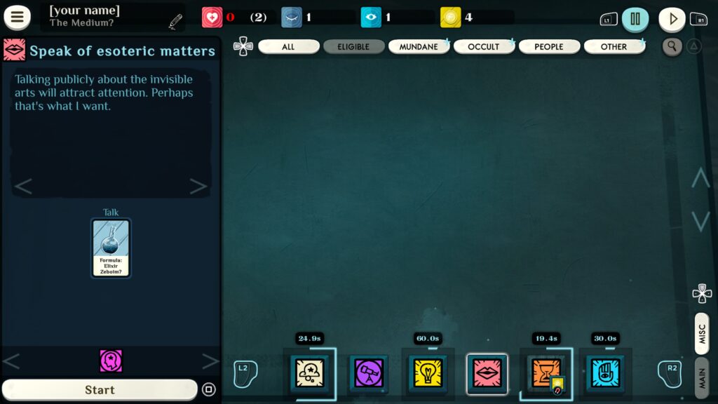 cultist simulator - the medium - speak of esoteric matters