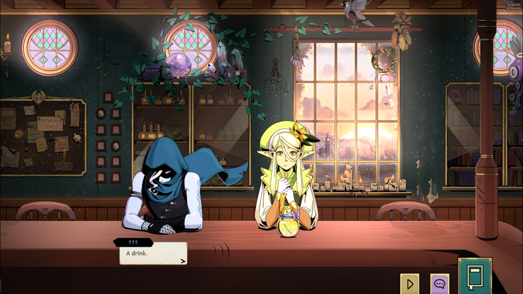 tavern talk -  two characters in the tavern. Left to right Zephir and Fable