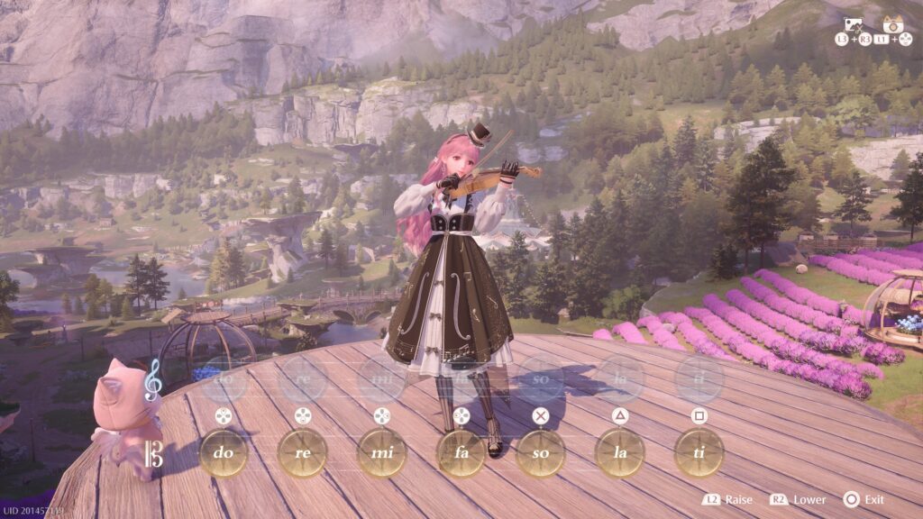 infinity nikki - nikki is wearing the music dress and is playing the violin