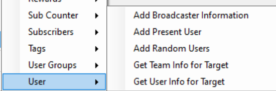 streamer.bot tutorial - get user info for target menu