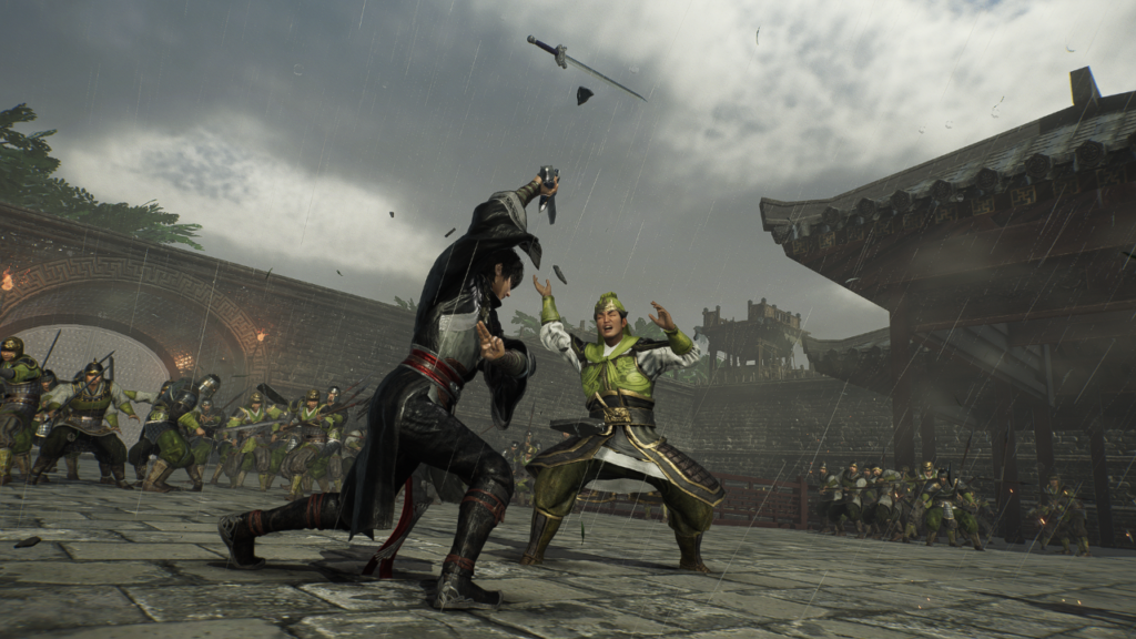 Dynasty Warriors Origins disarming an officer with a special attack