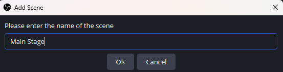 OBS - add scene pop up