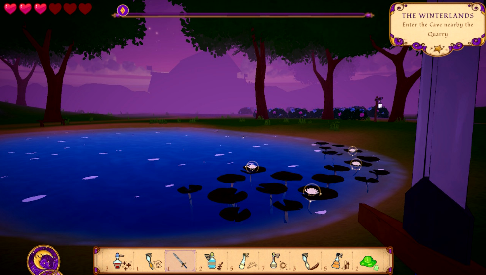 Alchemist: The Potion Monger - a night time view of a lilly pad