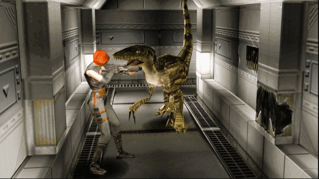 Monster Hunter - Regina and a raptor from Dino Crisis