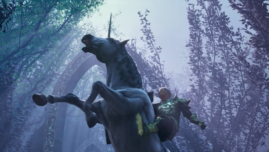 Oblivion - the player character rides a unicorn