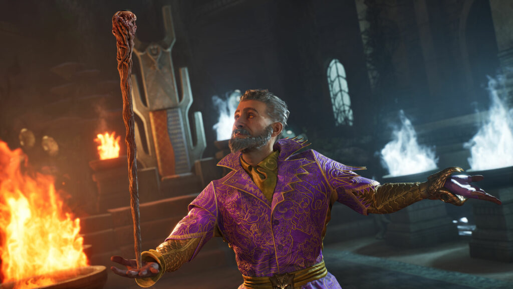 Oblivion - Sheogorath balances his staff on the palm of his habd