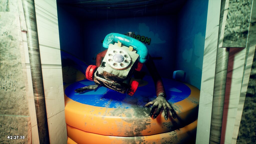animatronic toy head man in a secluded room - Finding Frankie