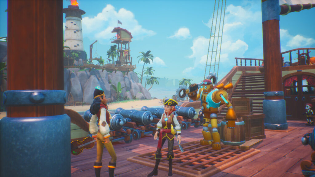 Trident's Tale - Ocean abord the deck of her ship, with crew around her