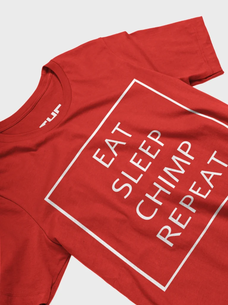 TYG Merch Eat Sleep Chimp Repeat shirt in red