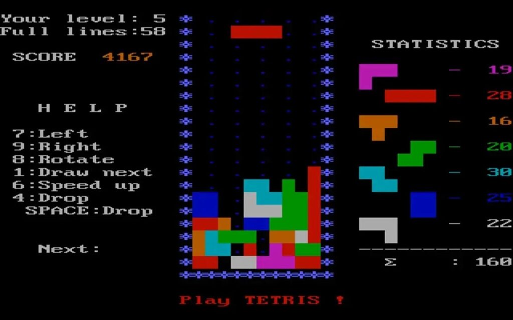 games - the DOS version of tetris