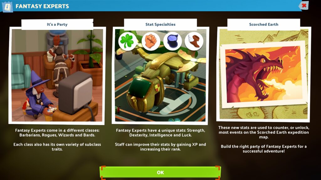 The Two Point Museum Fantasy Finds new skills explained