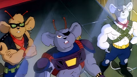 Biker Mice From Mars - 1993 version
Left to right Throttle, Modo, Vinnie