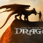 how to train your dragon thumbnail a silhouette of a dragon and person across a sunset