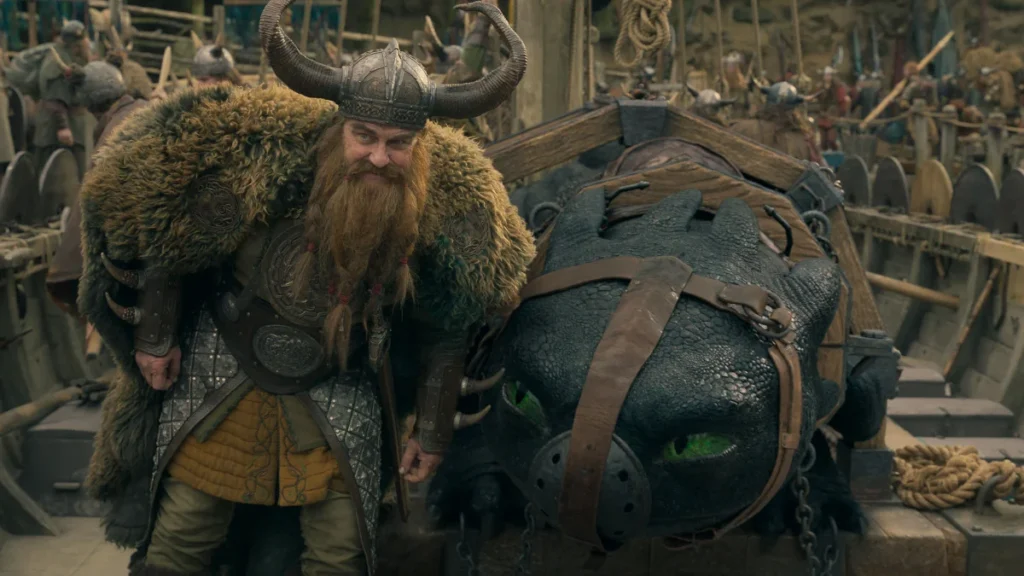Stoick the Vast after he captured Toothless. - How to Train Your Dragon