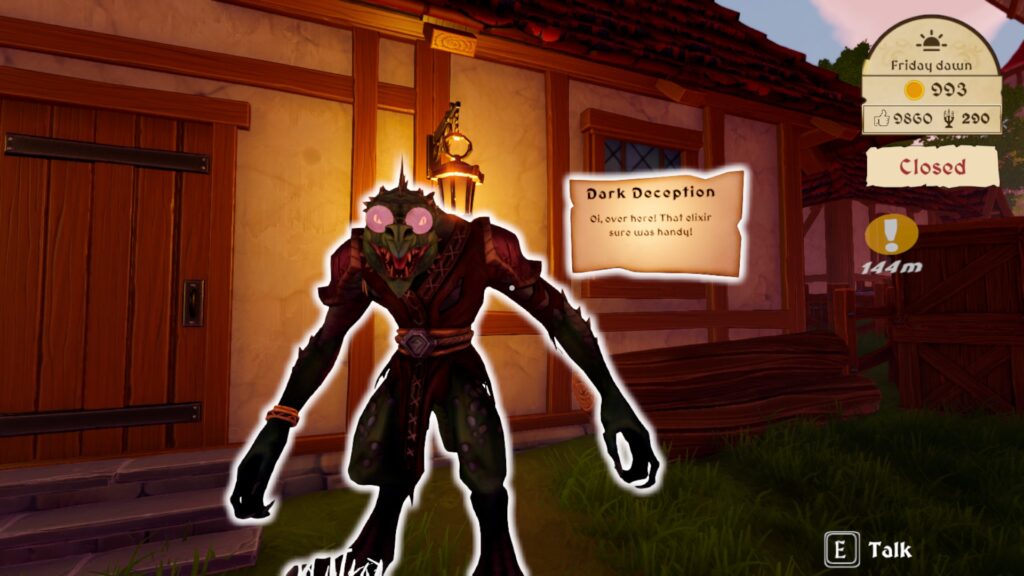 potion shop sim - a lizard with glasses asks for help with his vision