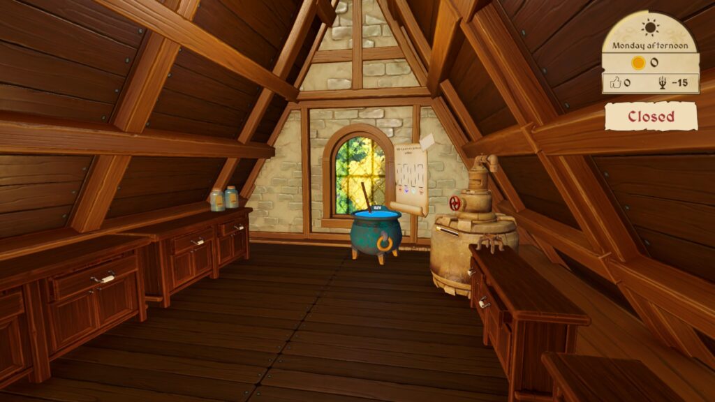 potion shop sim - an empty work room, ready to grow