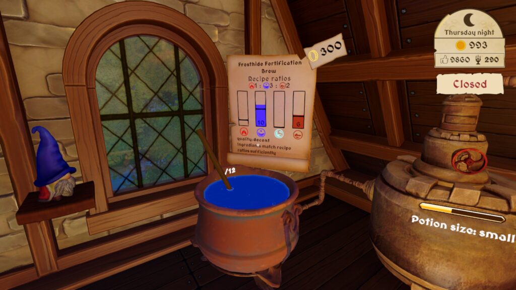 potion shop sim - mixing the different elements to create a potion