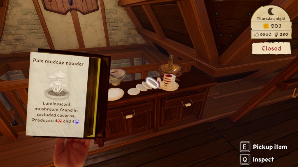 potion shop sim - a stack of powders have fallen over on the counter