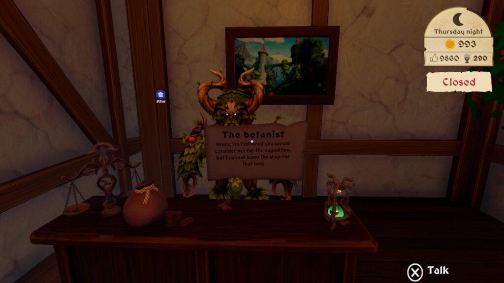 potion shop sim - talking to the botanist in the shop