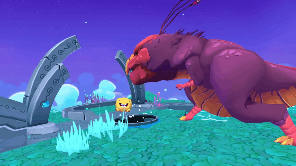 Squishies: A squishie making friends with a t-rex like bird creature
