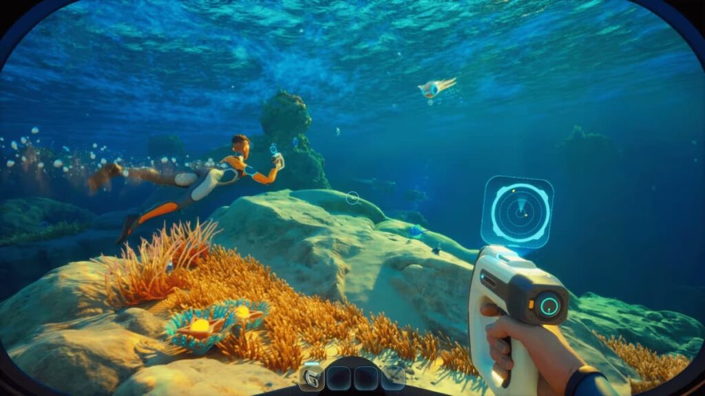 Subnautica 2 gameply with another character on screen