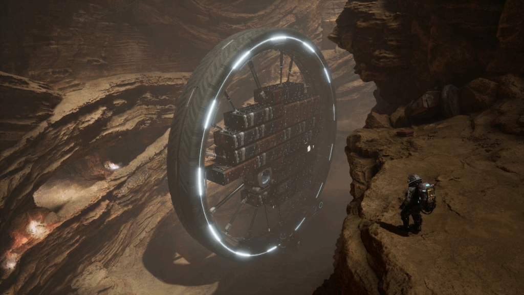 The Alters - viewing the mobile base in game from a canyon