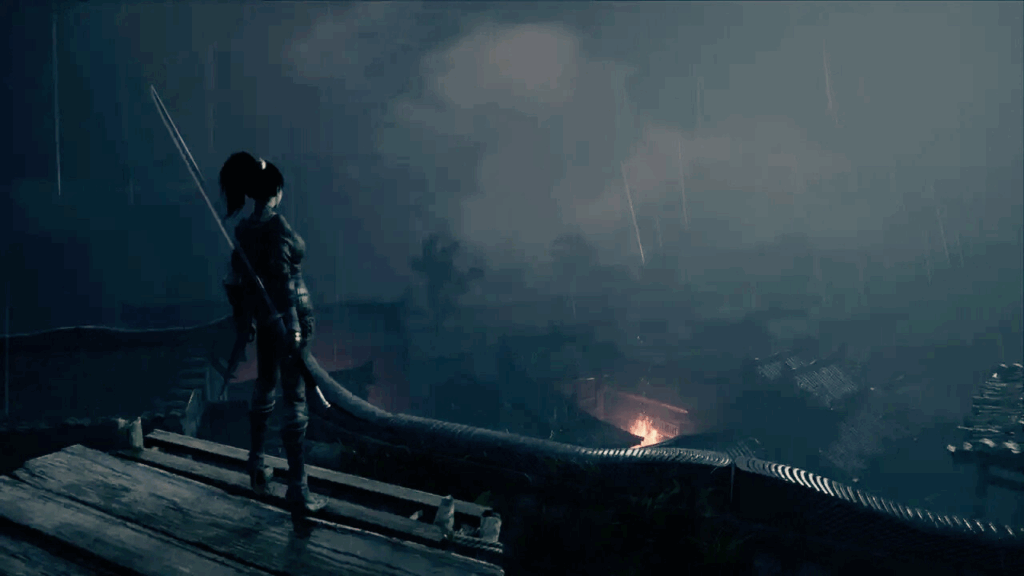 Wuchang overlooking a village in the rain