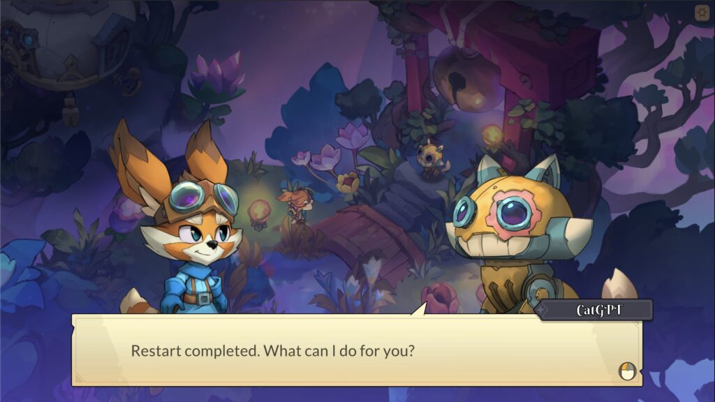 Pilo talking with a robot cat - Pilo and the Holobook