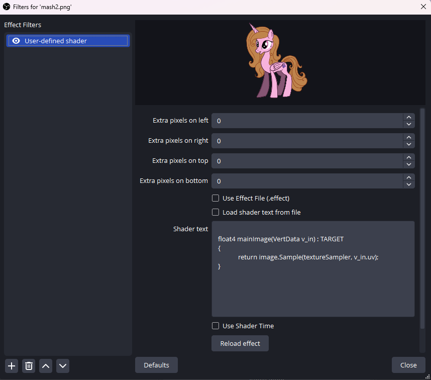 User-Defined Shader - basic shader options