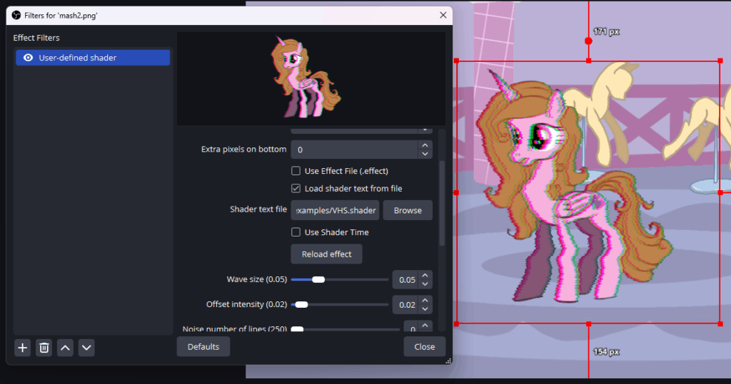User-Defined Shader - example of the vhs shader