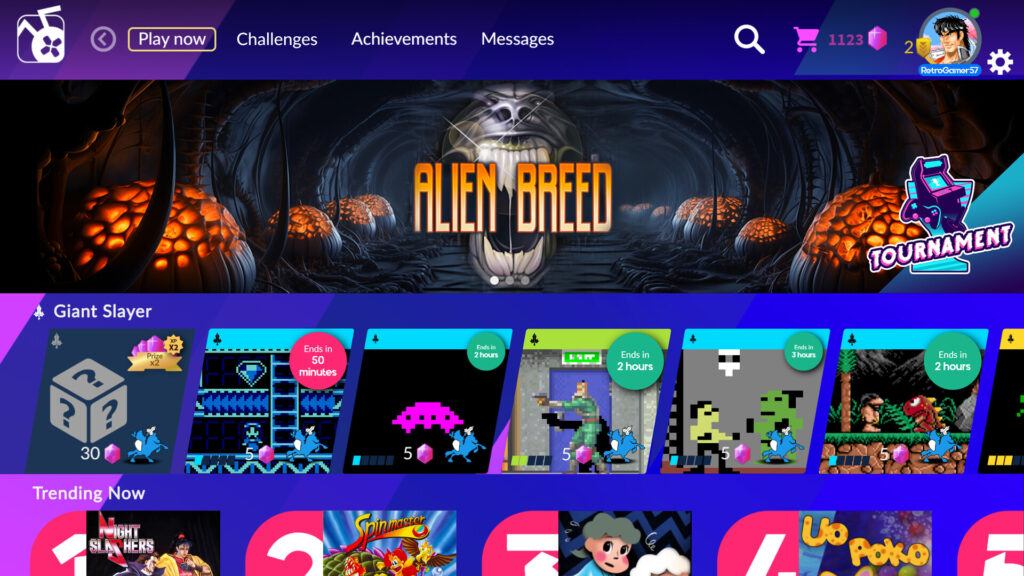 Antstream Arcade - The user interface is modern and brings popoular titles to the top