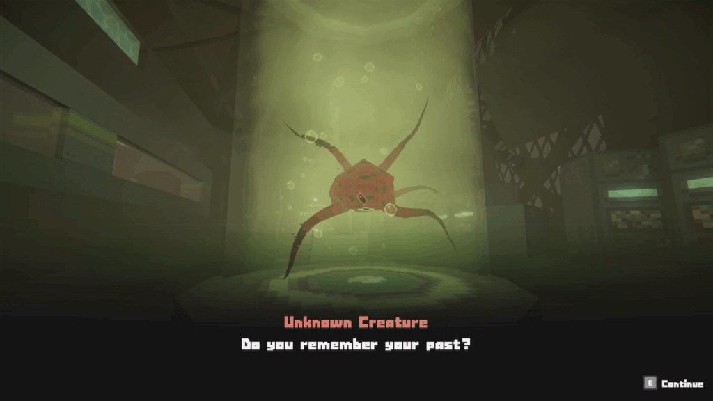 It Has My Face - a strange creature floats in a science tank talking to you