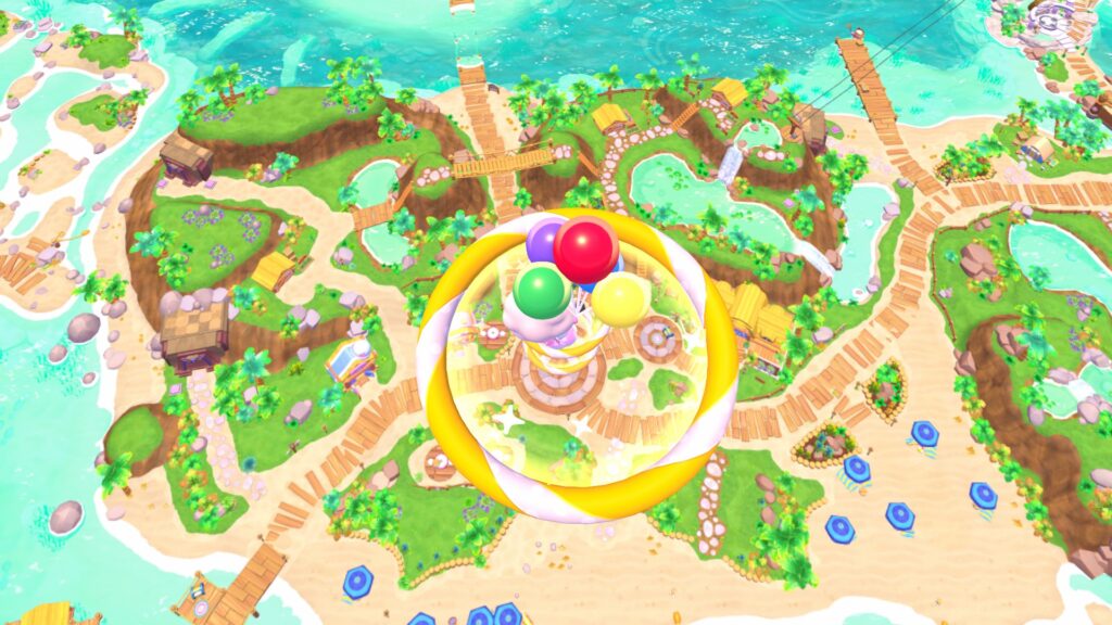 Hello Kitty Island Adventure - Floating through hoops to land at Seaside Resort for the first time.