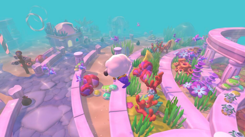 Hello Kitty Island Adventure - A mermaid sheep in the colourful Rainbow Reef.